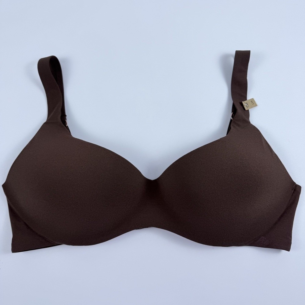 Victoria's Secret PINK Loungin' Lightly Lined Scoop Dark‎ Brown Bralette L NWT